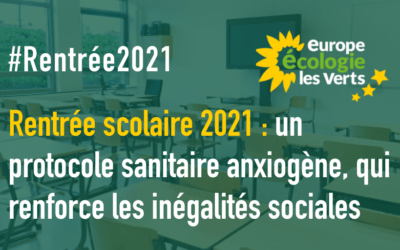 Rentrée scolaire 2021 : un protocole sanitaire anxiogène, qui renforce les inégalités sociales