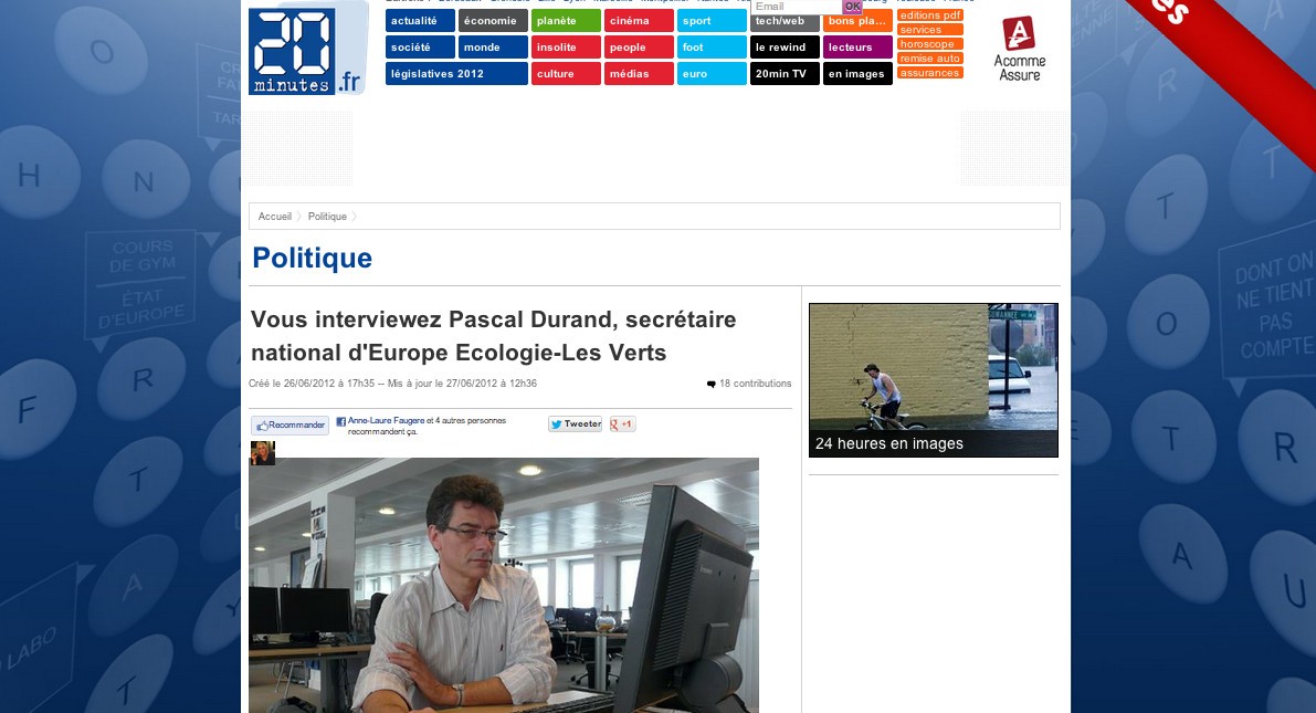 Pascal Durand interviewé par les internautes (20minutes.fr)