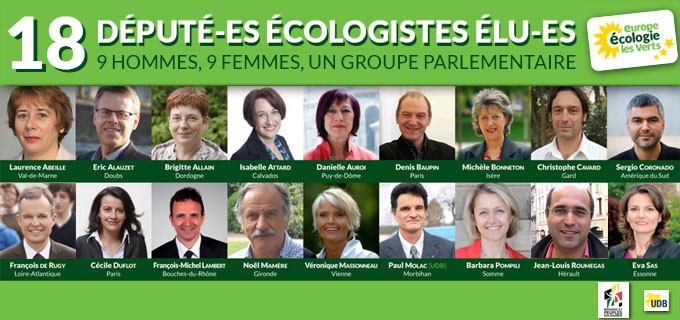 18 député-e-s : un groupe EELV à l&rsquo;Assemblée Nationale