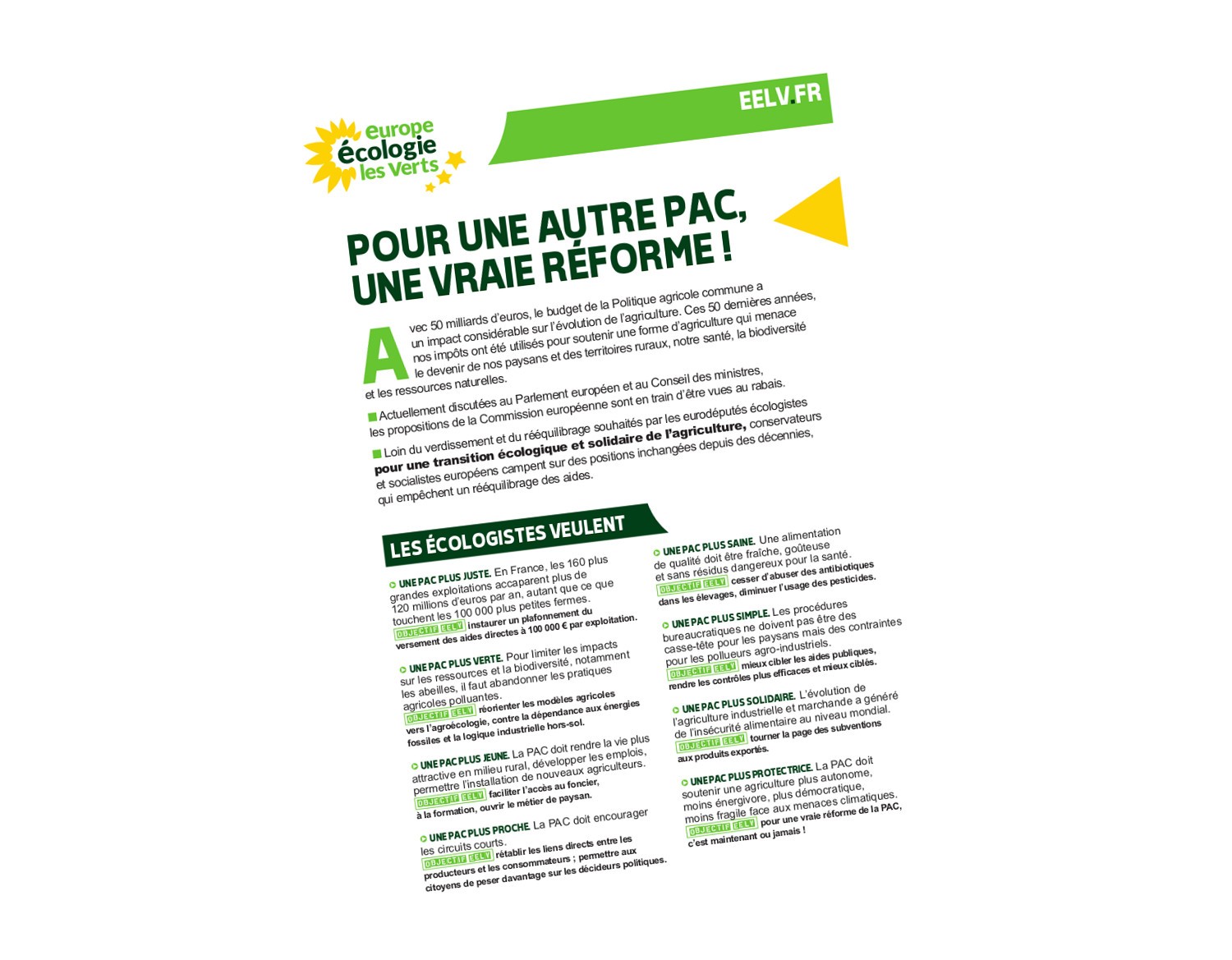 Pour une autre PAC, une vraie réforme !