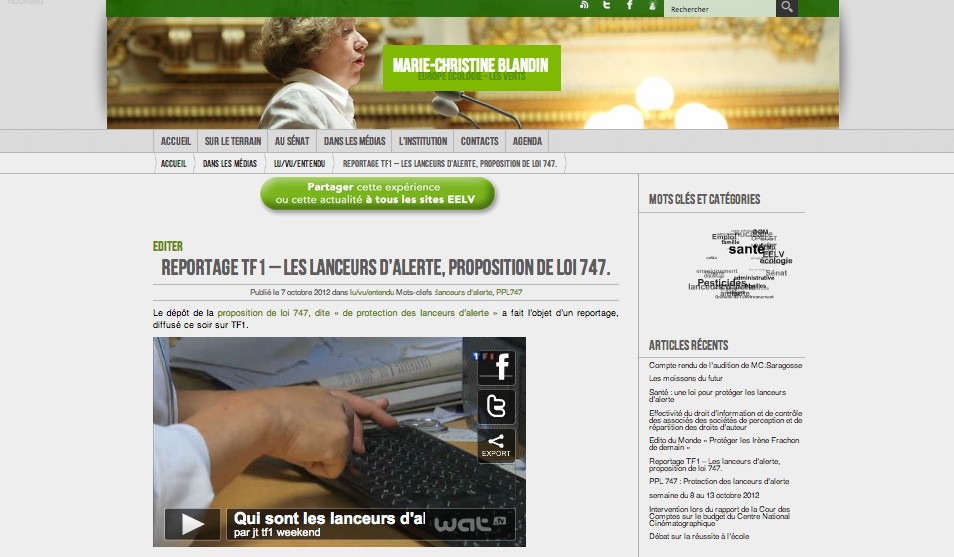 (TF1) Une loi pour les lanceurs d&rsquo;alerte