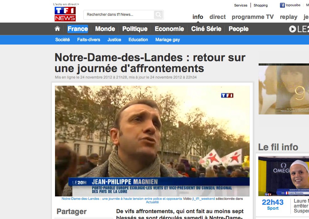 (TF1) Notre-Dame-des-Landes : retour sur une journée d&rsquo;affrontements