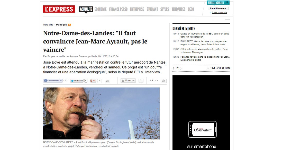 (L’EXPRESS) Notre-Dame-des-Landes: « Il faut convaincre Jean-Marc Ayrault, pas le vaincre »