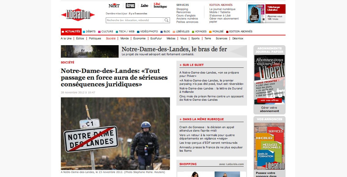 (Libération) Notre-Dame-des-Landes: « Tout passage en force aura de sérieuses conséquences juridiques »