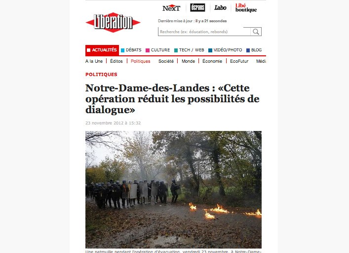 (Libération) Notre-Dame-des-Landes : « Cette opération réduit les possibilités de dialogue »