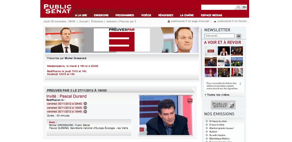 (Public Sénat) Pascal Durand était l&rsquo;invité de « PREUVES PAR 3 »