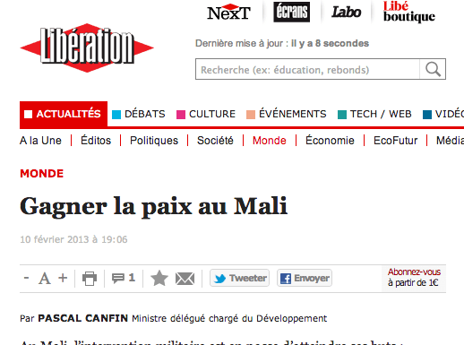 (Libération) Gagner la paix au Mali
