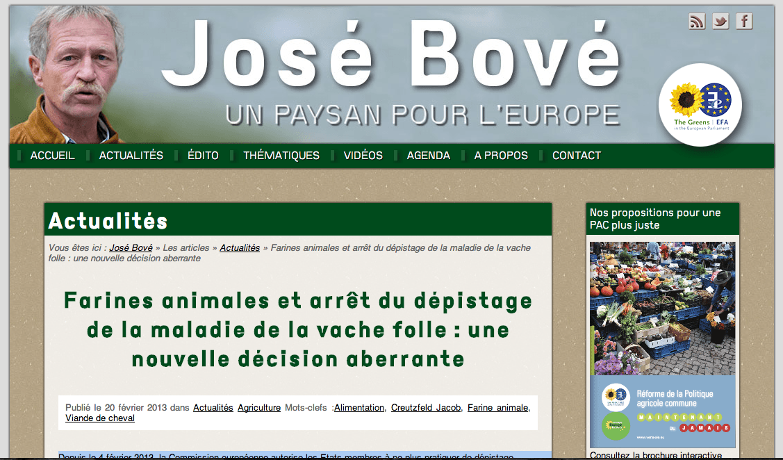 Farines animales et arrêt du dépistage de la maladie de la vache folle : une nouvelle décision aberrante