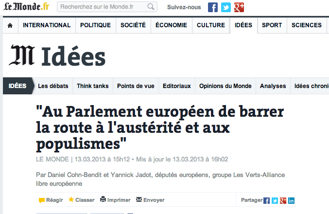 « Au Parlement européen de barrer la route à l&rsquo;austérité et aux populismes »