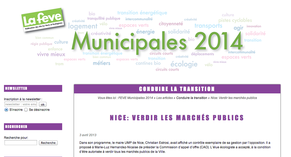 Fiches de la FEVE : Nice ou comment verdir les marchés publics