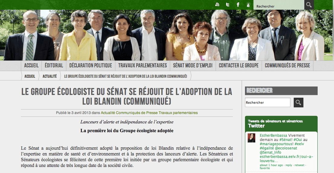 Le Groupe écologiste du Sénat se réjouit de l’adoption de la loi Blandin