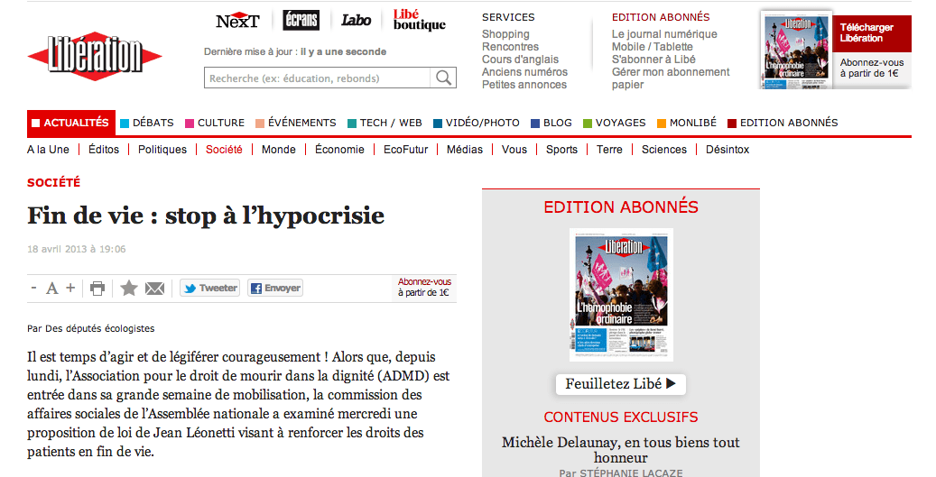 Fin de vie : Stop à l&rsquo;hypocrisie