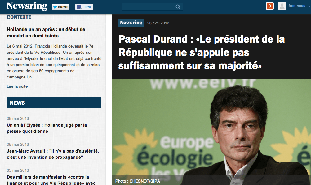 (Newsring) Pascal Durand : «Le président de la République ne s&rsquo;appuie pas suffisamment sur sa majorité»