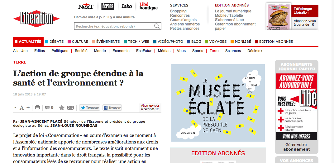 Une action de groupe étendue à la santé et à l’environnement?