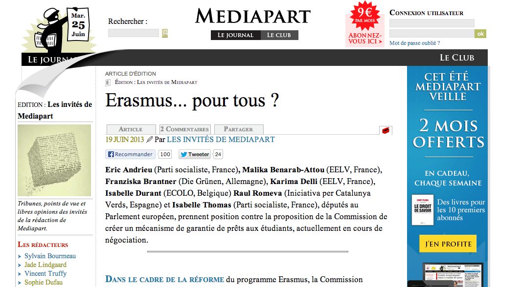 Erasmus… pour tous?