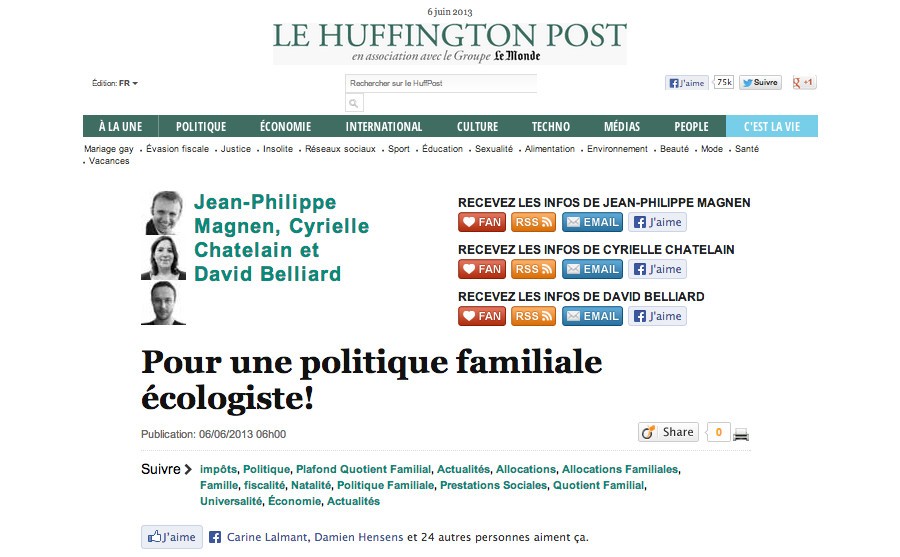 Pour une politique familiale écologiste ! (Huff Post)