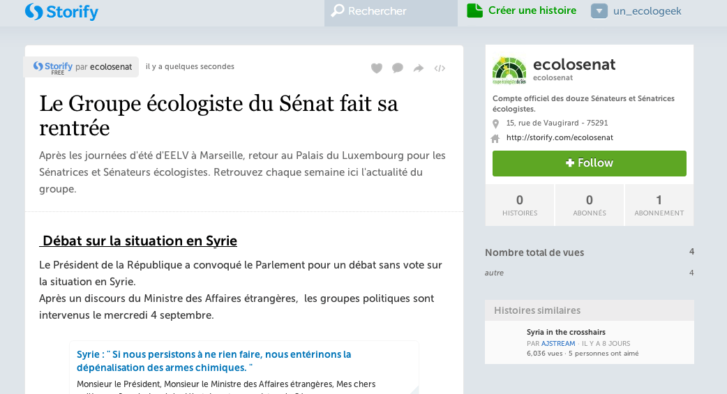 Le Groupe écologiste du Sénat fait sa rentrée