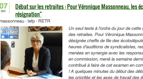 Débat sur les retraites : Pour Véronique Massonneau, les écologistes ne feront preuve « ni d’une opposition pavlovienne, ni de résignation »