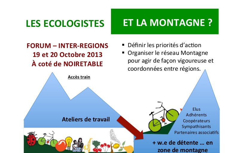 Les écologistes et la montagne : Forum inter-régional les 19 et 20 octobre