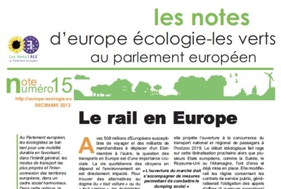 Note des eurodéputés EELV : le rail en Europe