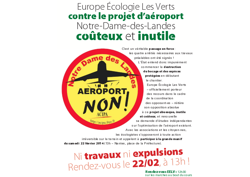 Notre-Dame-des-Landes : Le 22 février à Nantes, tous contre le projet d’un nouvel aéroport