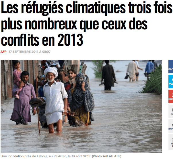 Les réfugiés climatiques trois fois plus nombreux que ceux des conflits en 2013