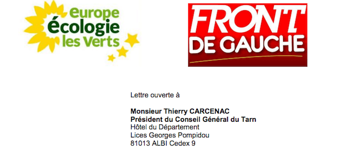 Lettre ouverte à Thierry Carcenac, Président du Conseil Général du Tarn