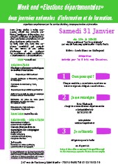 Week-end « Elections départementales » 31 janvier & 1 février 2015