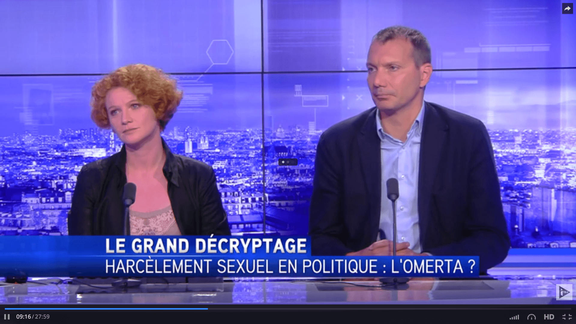 E.Debost, D.Cormand, Itélé, le Grand décryptage « harcèlement sexuel en politique : l’omerta ? »