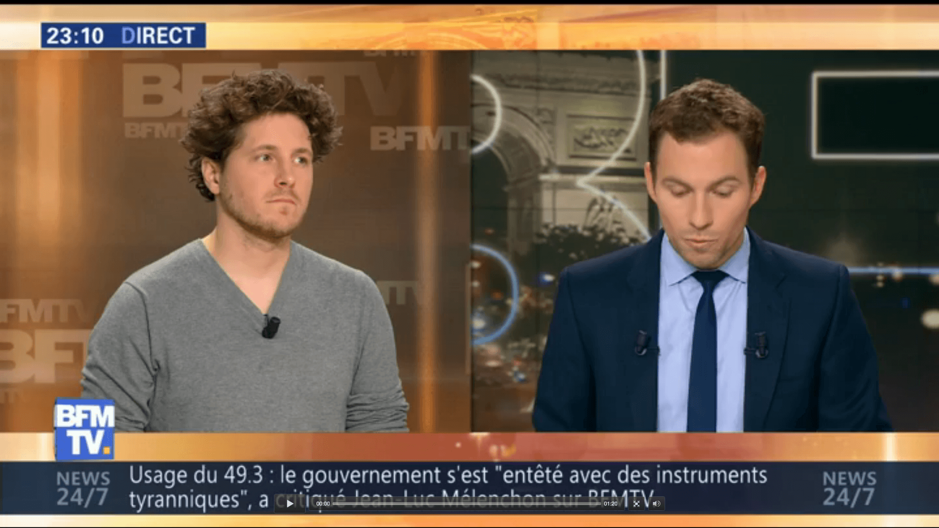 Julien Bayou, BFM, Usage du 49-3: « Le Premier ministre est dans un aveu de faiblesse »