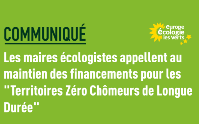 Les maires écologistes appellent au maintien des financements pour les « Territoires Zéro Chômeurs de Longue Durée »